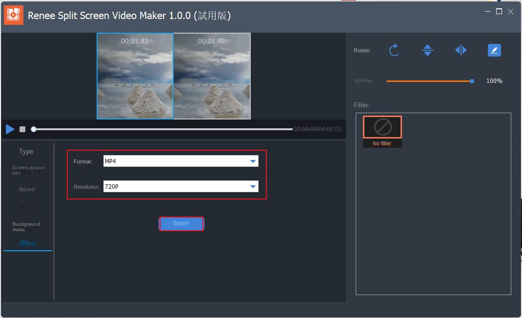 Exportação de vídeo do Renee Video Editor