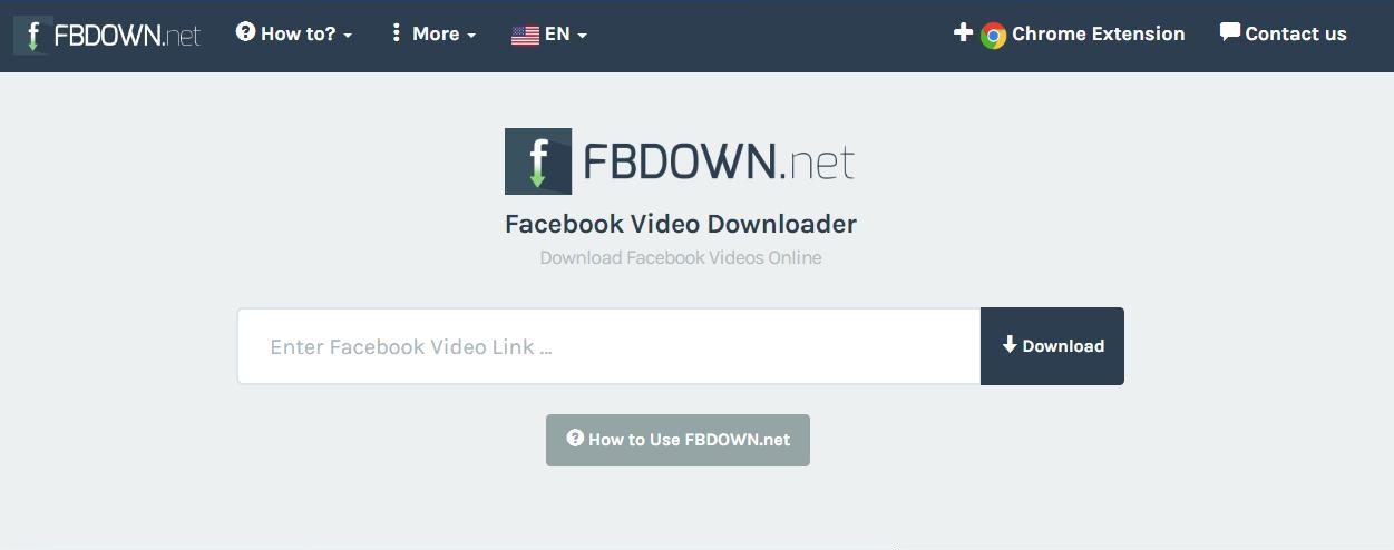 Interface de operação do downloader FBDOWN.net