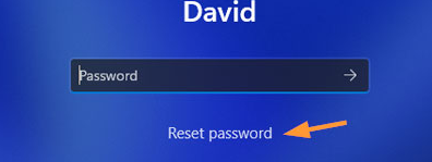 Clique no link "Reset password" (Redefinir senha) localizado na tela de login do Windows 11