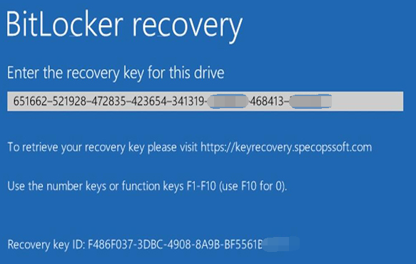 Necessidade de inserir a chave de recuperação do BitLocker