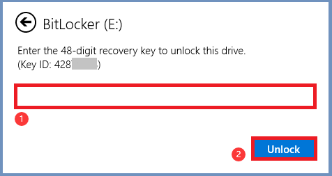 inserir a chave de recuperação do BitLocker