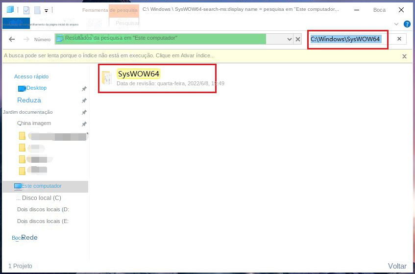 Encontre a pasta SysWOW64