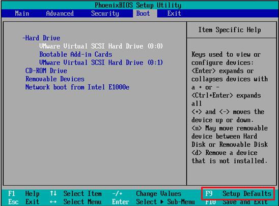 Restaurar as configurações do BIOS para os valores padrão