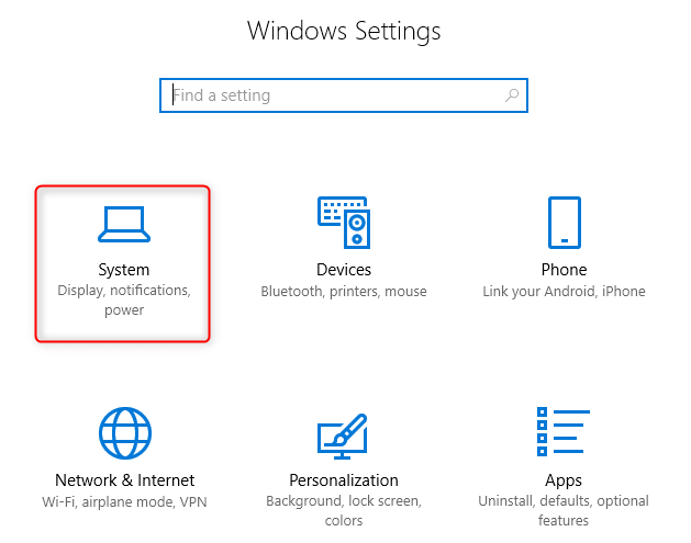 abrir as configurações do sistema do Windows 10
