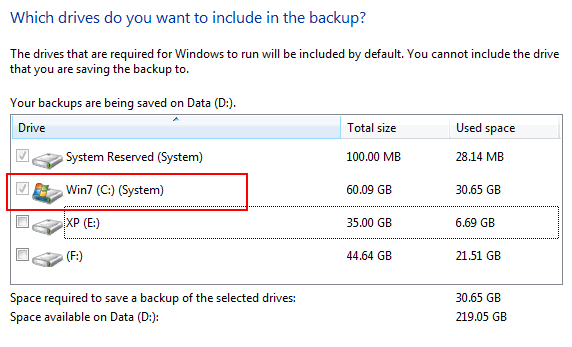 disco do sistema de backup