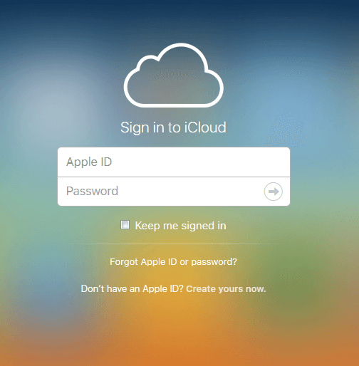 fazer login no iCloud no site