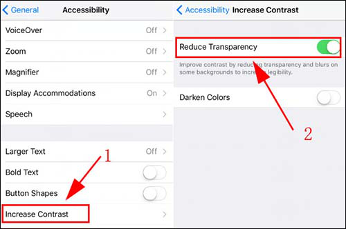 desativar a transparência do iphone