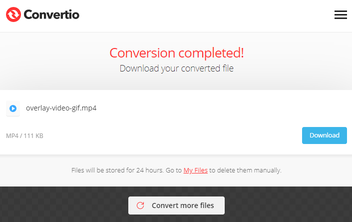 como converter gif para mp4 no convertio