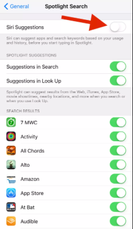 desativar as sugestões da siri no iphone