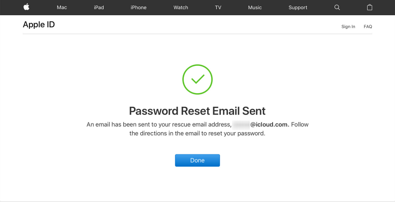 enviar um e-mail para redefinir a senha do ID Apple