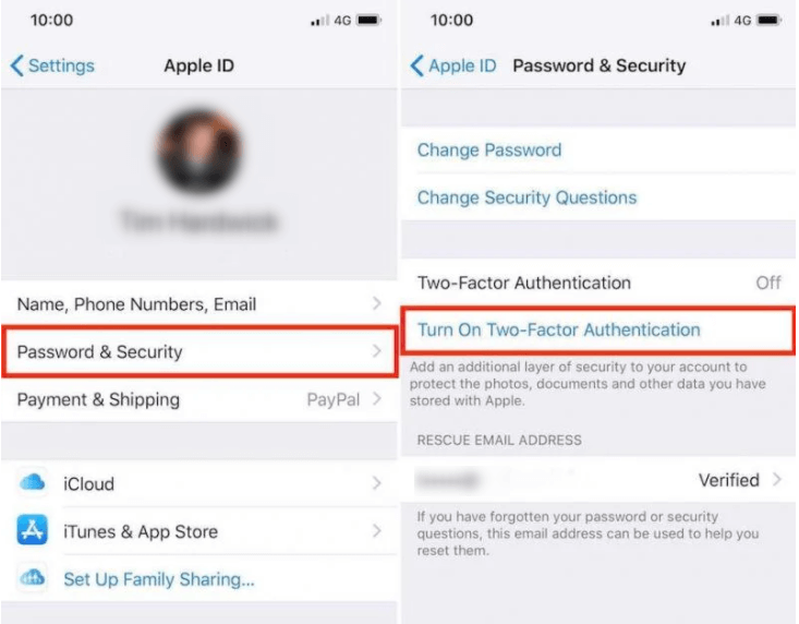 remover a senha do iphone por meio da autenticação de dois fatores