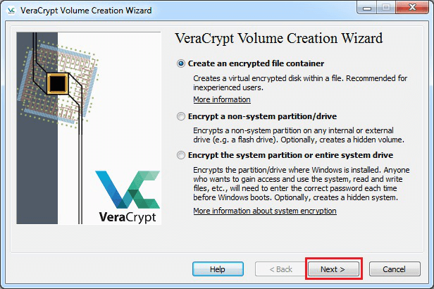 criar contêiner de arquivo criptografado no veracrypt