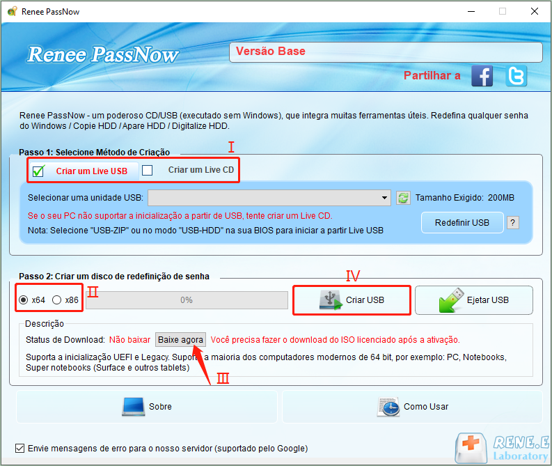 use renee passnow para criar um usb para redefinir a senha