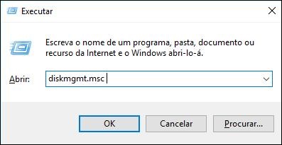 executar gerenciamento de disco