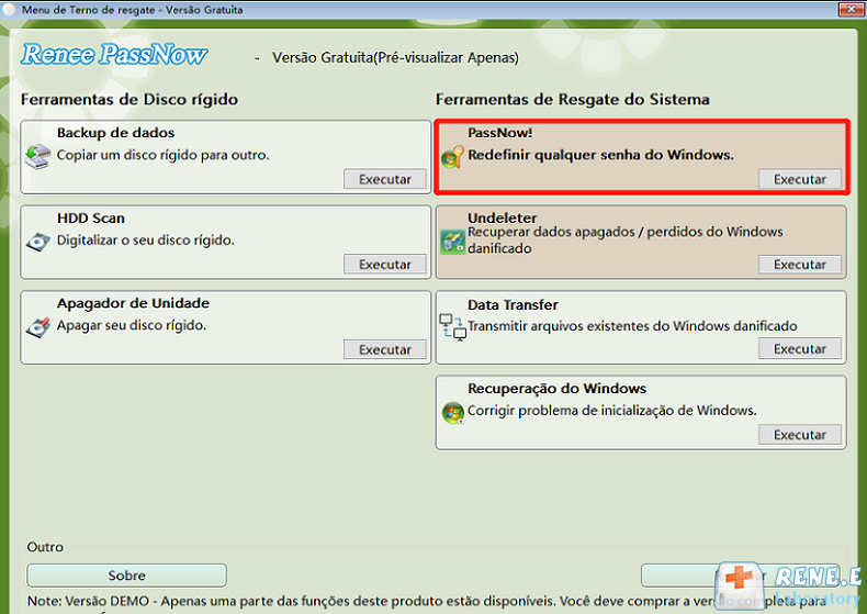 Após carregar na interface principal, selecione a função "PassNow!".