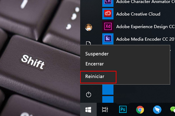 Windows, shift + reiniciar