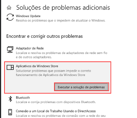 Solução de problemas de aplicativos da Windows Store