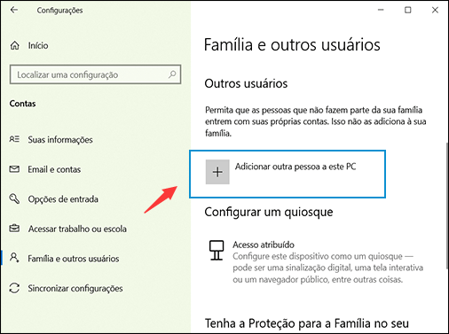 adicionar usuário ao pc