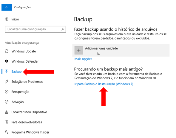 backup do sistema no Windows