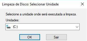 Limpeza de disco: seleção de unidade