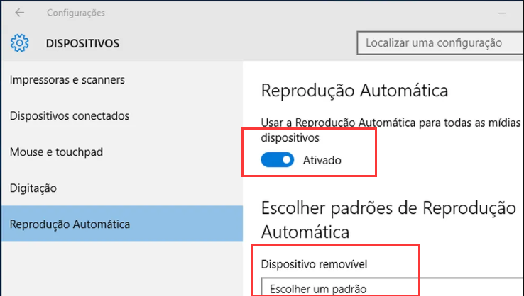 Ajustar as opções de reprodução automática