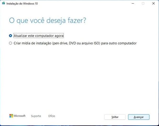 Instalação do Windows, O que voce quer fazer