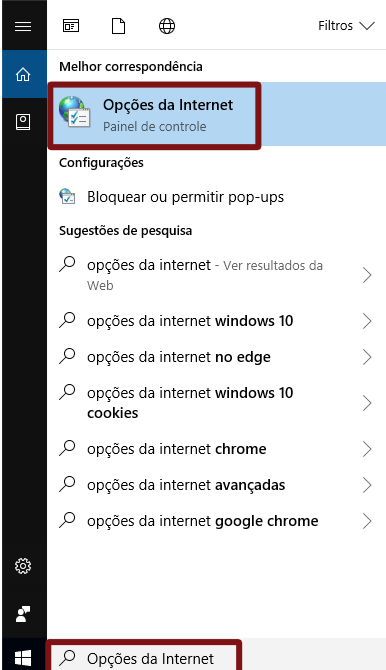 pesquisar opções na internet