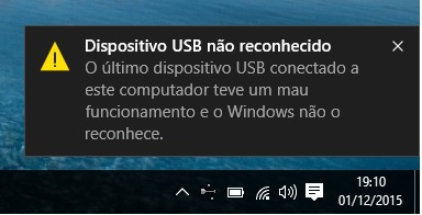 As portas usb não estão funcionando