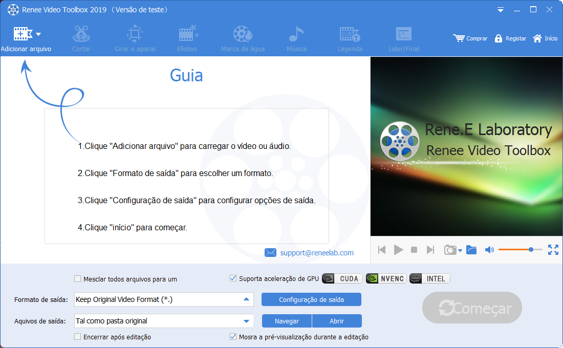 adicionar arquivos no Renee Video Editor Pro