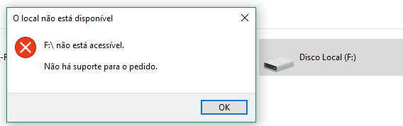 Não é possível obter acesso ao disco