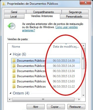 Windows - Restaurar até mesmo versões anteriores