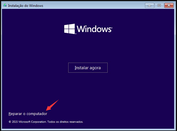 instalação do Windows reparo de seu computador