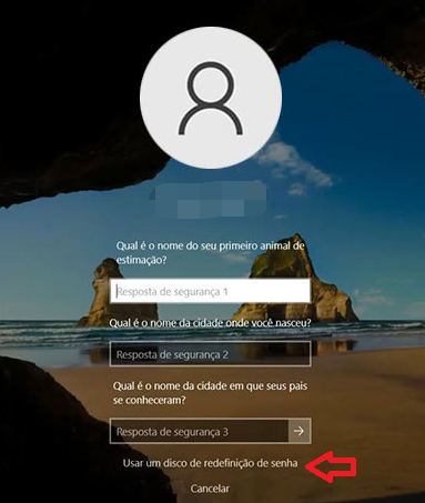 responder à pergunta segura do Windows para redefinir a senha de login