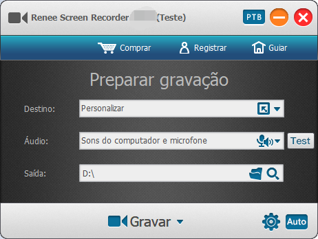 clique para gravar um filme com o renee screen recorder