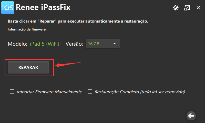 comece a consertar o iphone com renee ipassfix